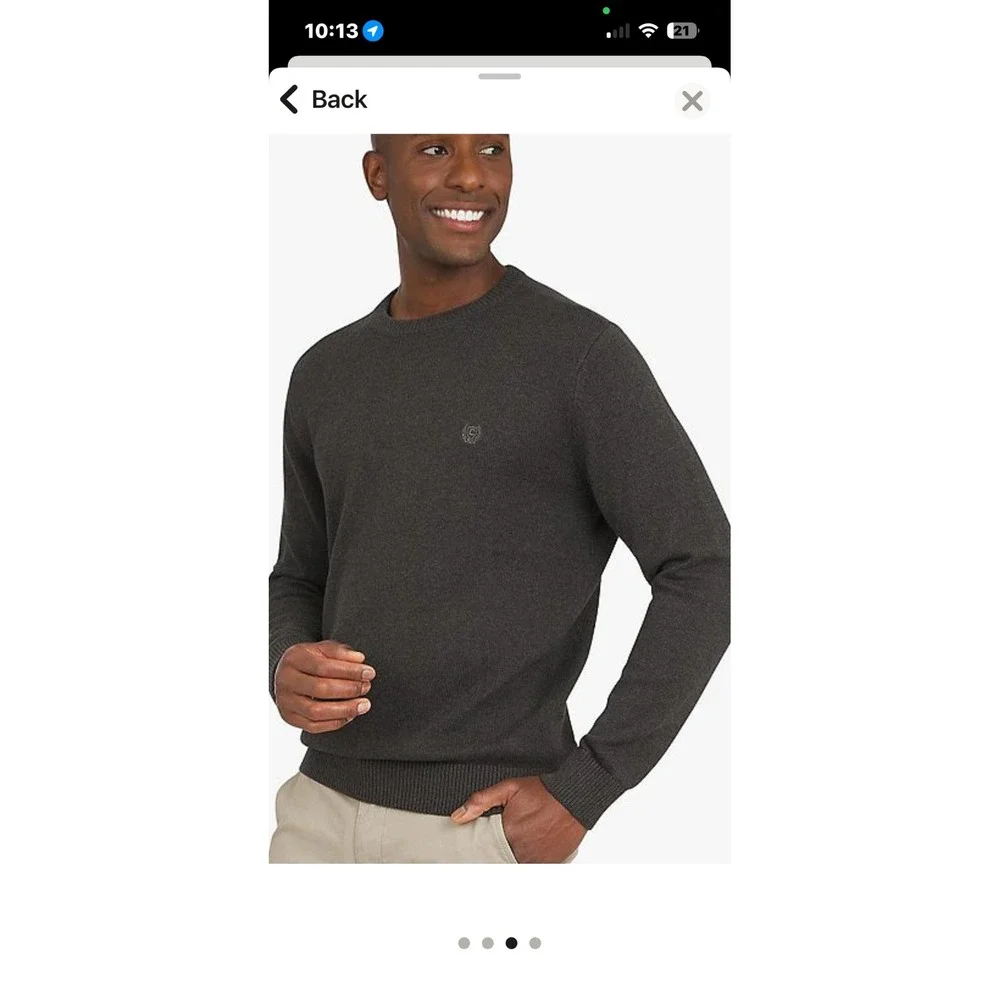 Chaps Ralph Lauren Mens Cotton Herringbone Knit Sweater‎ Green Crest Logo Large